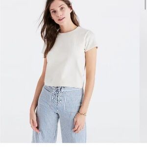 Madewell Cream Short-Sleeve Verse Tie Back Top